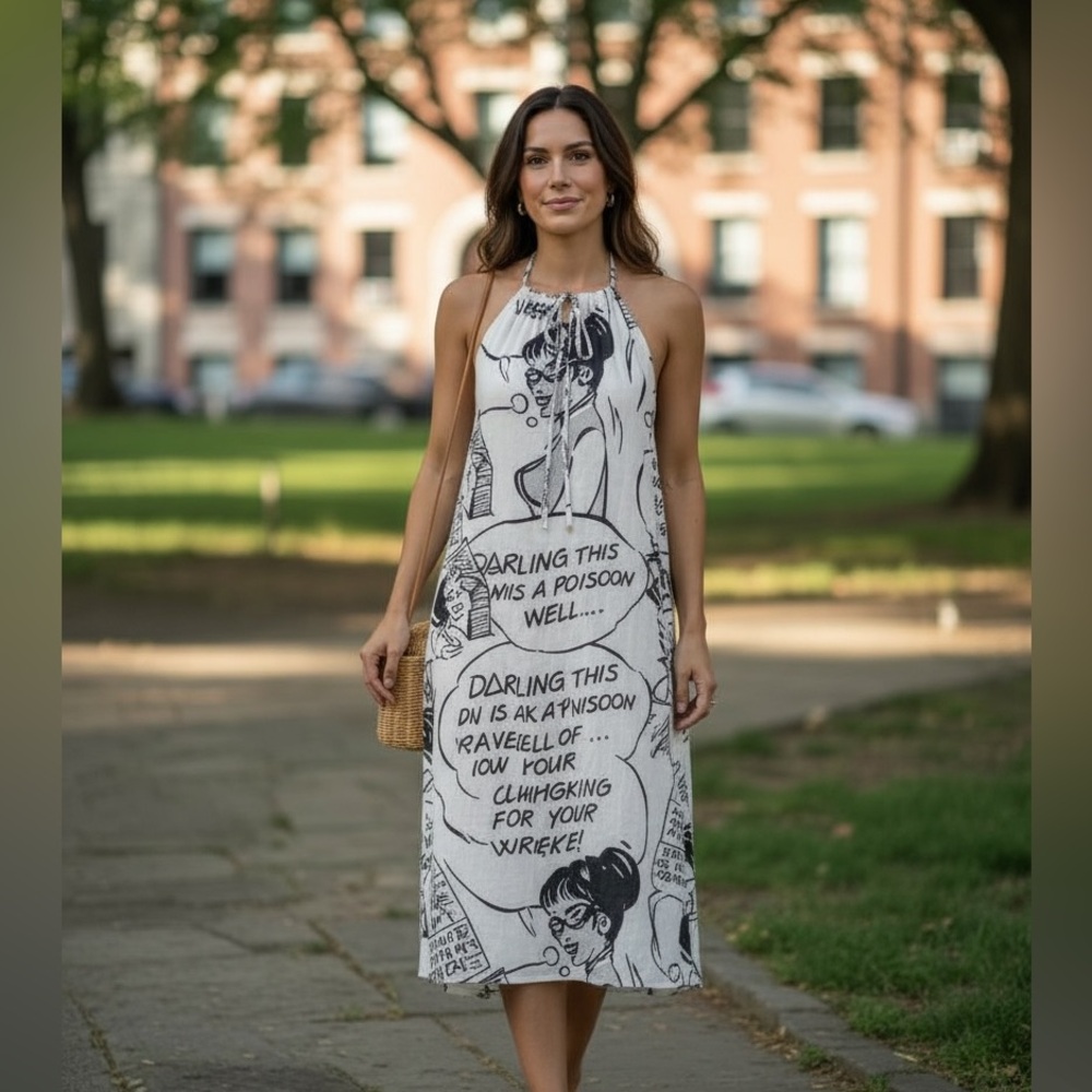 Graphic Print Midi Dress
